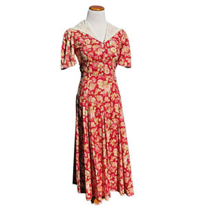 Vintage Laura Ashley Floral Prairie Maxi Dress Puff Sleeve Cottagecore Size 4